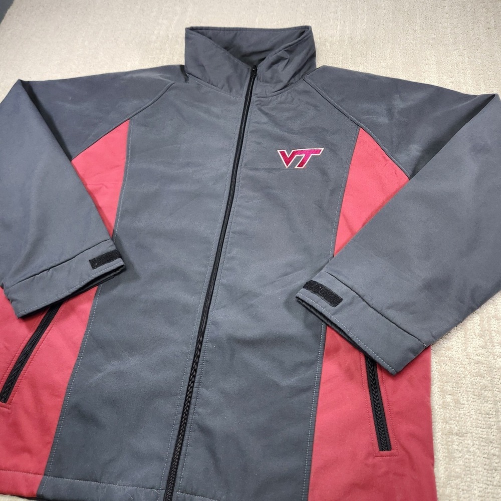 Virginia Tech Hokies Jacket Men XXL Gray NCAA Soft Shell Fleece Lined Full Zip